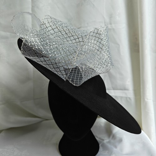 Black silver flower wide - black,