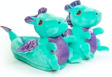 Kids green dragon - green, slippers