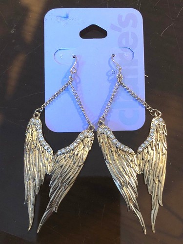 Earrings gold dangly wings - earrings,