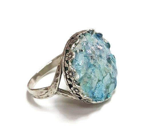 Roman glass silver - s.silver, round