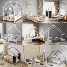 Children Wood Standard Bed Frame Kids Toddler Bedstead Bedroom House Bed Frame