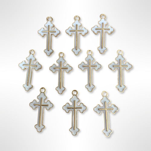 White enamel cross - enamel, cross,