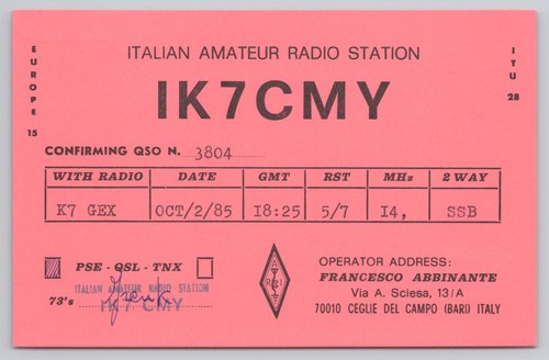 Qsl card italian - amateur, radio