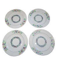 Set of 4 Antique Spode Copeland Textured Floral Dinner Plates Excellent Cond.