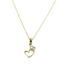 9ct Yellow & White Gold Double Open Heart Pendant