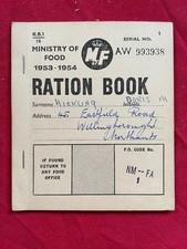 1953-1954 Ministry of Food Ration Book, Coupons Mostly Unused Serial: AW993938
