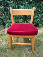 Vintage wooden childs desk chair with cushion seat