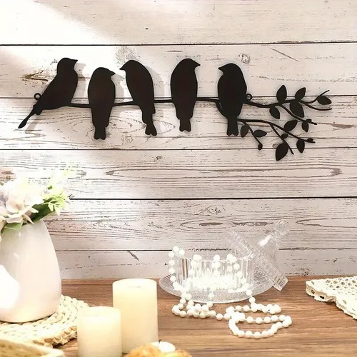 Large metal blackbird family - metal,