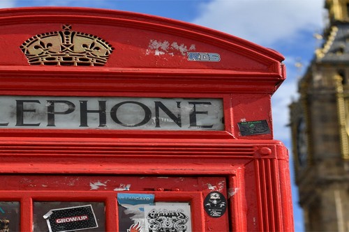 Old british phone box red - british,