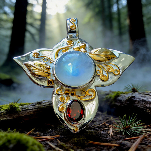 Sterling silver moonstone and - moonstone,