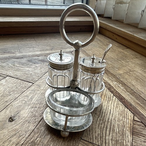 Silver plate condiment set - plate,