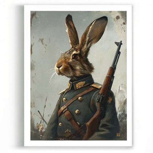 Hare soldier wall art - soldier, print
