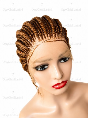 Cornrow braided wig with bun - wig,
