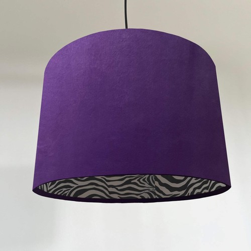Purple velvet drum lampshade/