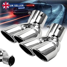 76mm Dual Twin Exhaust Tip Pipe Tail Muffler Chrome Stainless Steel Universal 2x