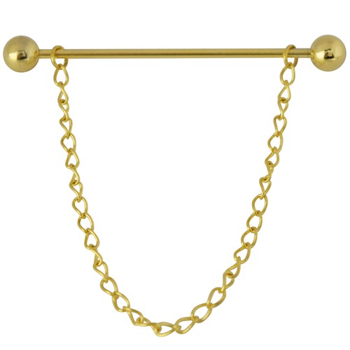 Gold men collar pin - gold, barbell