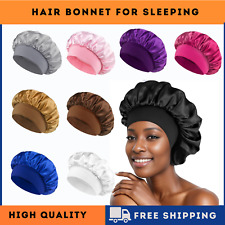 Long Hair Care Satin Bonnet Night Sleep Hat Cap Silk feel Head Wrap Turban Cover