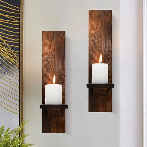 Wooden wall sconces set 2 - wall,