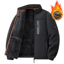 Men’s Thick Fleece Outdoor Jacket Winter Warm Casual Zip Up Long Sleeve Coat