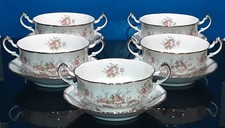 Paragon Victoriana Rose soup bowls-2-handled-group of 5-excellent - FREE UK p&p