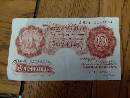 Vintage banknote ten shillings - banknote,