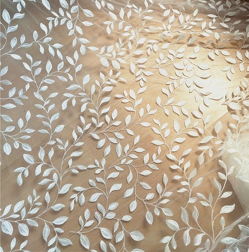 Ivory vine leaf embroidered - leaf,