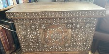 Middle Eastern Ottoman  Turkish Damascene Dowry Chest Cypress Trees Islamic