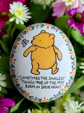 winnie the Pooh quote hand painted pebble with floral border 