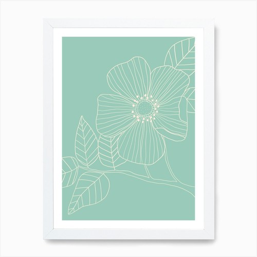 Duck egg blue floral line - duck,