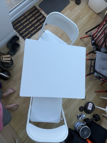 Habitat white table with wood - habitat,