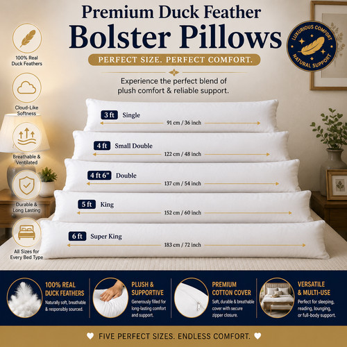 Duck feather and down bolster - duck,