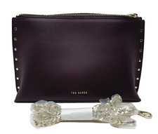 Ted Baker Alexi Stud Detail Clutch Cross Body Shoulder Bag Deep Purple NEW Tags