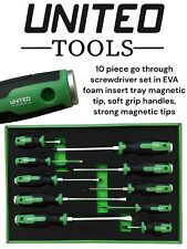 UNITED Magnetic Screwdriver Set HEAVY DUTY Phillips & Slotted Go Through Drivers