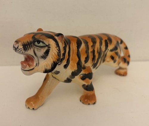 Vintage ceramic tiger figurine - vintage,