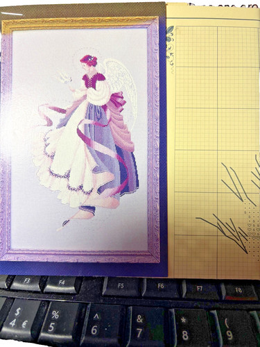 Lavender lace cross stitch - &,