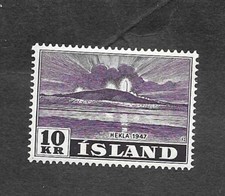 ICELAND 1948 HEKLA ERUPTION 10KR VIOLET (TOP VALUE) LHM GIBBONS No 286 c£70+
