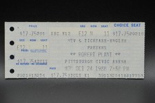 1988 ROBERT PLANT CONCERT TICKET STUB, PITTSBURGH CIVIC ARENA