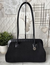 The Sak Crocheted And Leather Black Shoulder Bag Medium Size