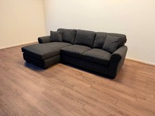 Lisbon Fabric Left-Hand Corner Chaise Sofa – Charcoal