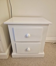 White Wooden Two Drawers Bedside Table 50cm W X 40cm D