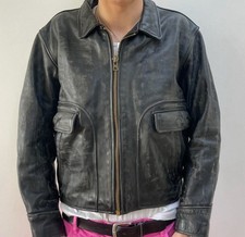 80s/90s Vanson distressed Black IKE leather moto jacket buckles/Talon Zips M