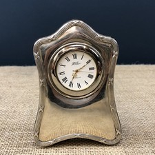STERLING SILVER SHEFFIELD 1997 HALLMARKED EMBOSSED R. CARR DESK TABLE CLOCK