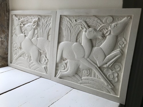 Pair art deco sculpted - art,