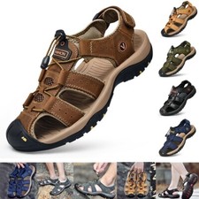 Men Summer Sandals Outdoor Walking Hiking Beach Close Toe Leather Shoes Size UK