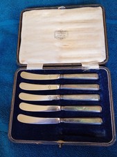 5 Vintage Butter Knives marked Alpha Rustless in Harrods Box