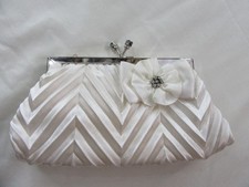 Ivory Satin Clutch Bag - Bow &
