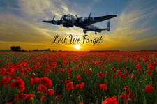 Avro Lancaster sunset poppy Fields lest we forget  canvas print various sizes 