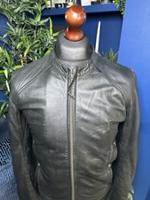 Diesel Lamb Leather Biker Moto Bomber Jacket Mens Large Black