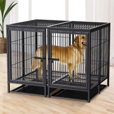 52" Jumbo Heavy Duty Dog Cage Strong Metal Crate Pet House Kennel Indoor Outdoor