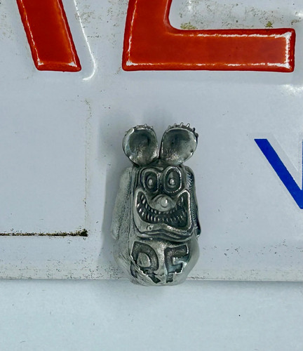 Solid pewter rat fink license - pewter,